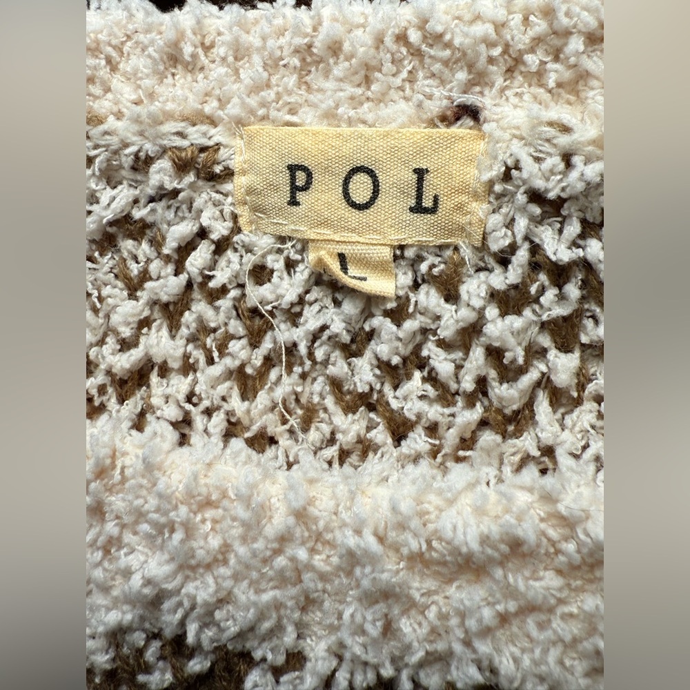Pol Women's Cream Tan Brown Chunky Sweater Large … - image 6